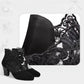 VelvetBloom™ - Tacones tobilleros de encaje chic